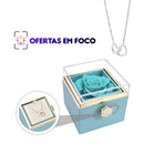 Colar DuoHeart com Rosa Eterna – Presente Romântico com Caixa Rotativa Luxo