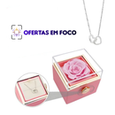 Colar DuoHeart com Rosa Eterna – Presente Romântico com Caixa Rotativa Luxo